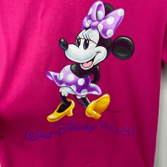 Vintage Walt Disney World Minnie Mouse Tee Pink Size Small T-Shirt Crew Neck S - Picture 3 of 10